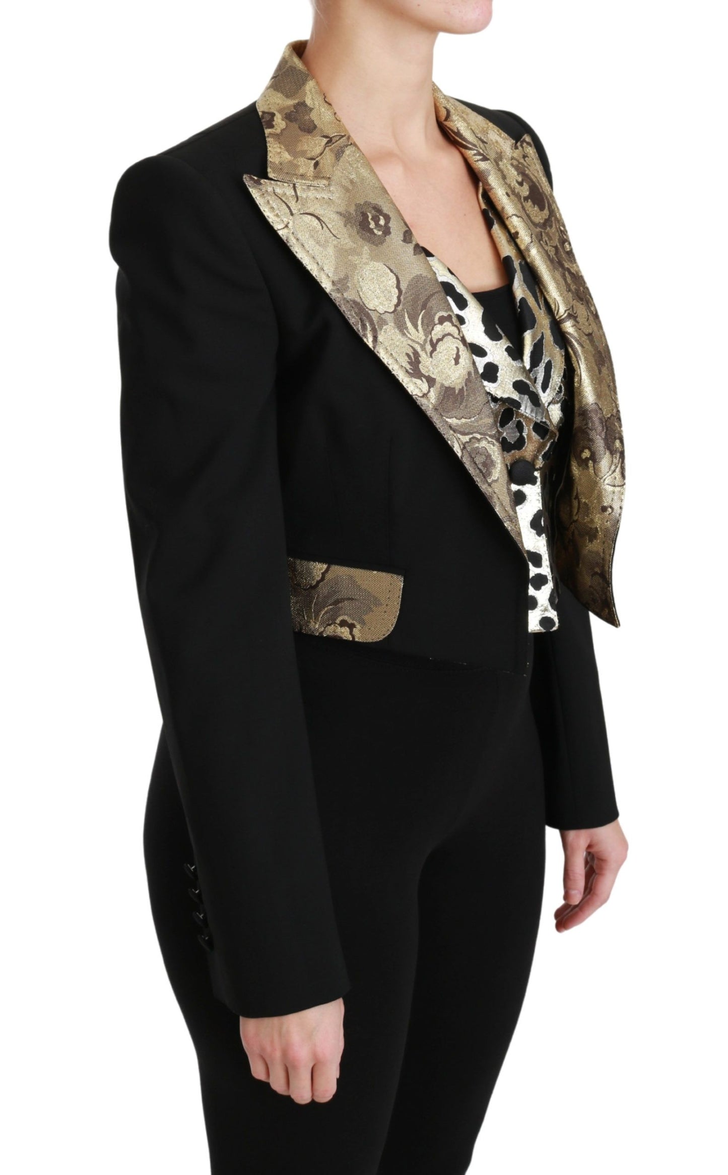 Chaleco de jacquard negro Blazer Abrigo Chaqueta de lana