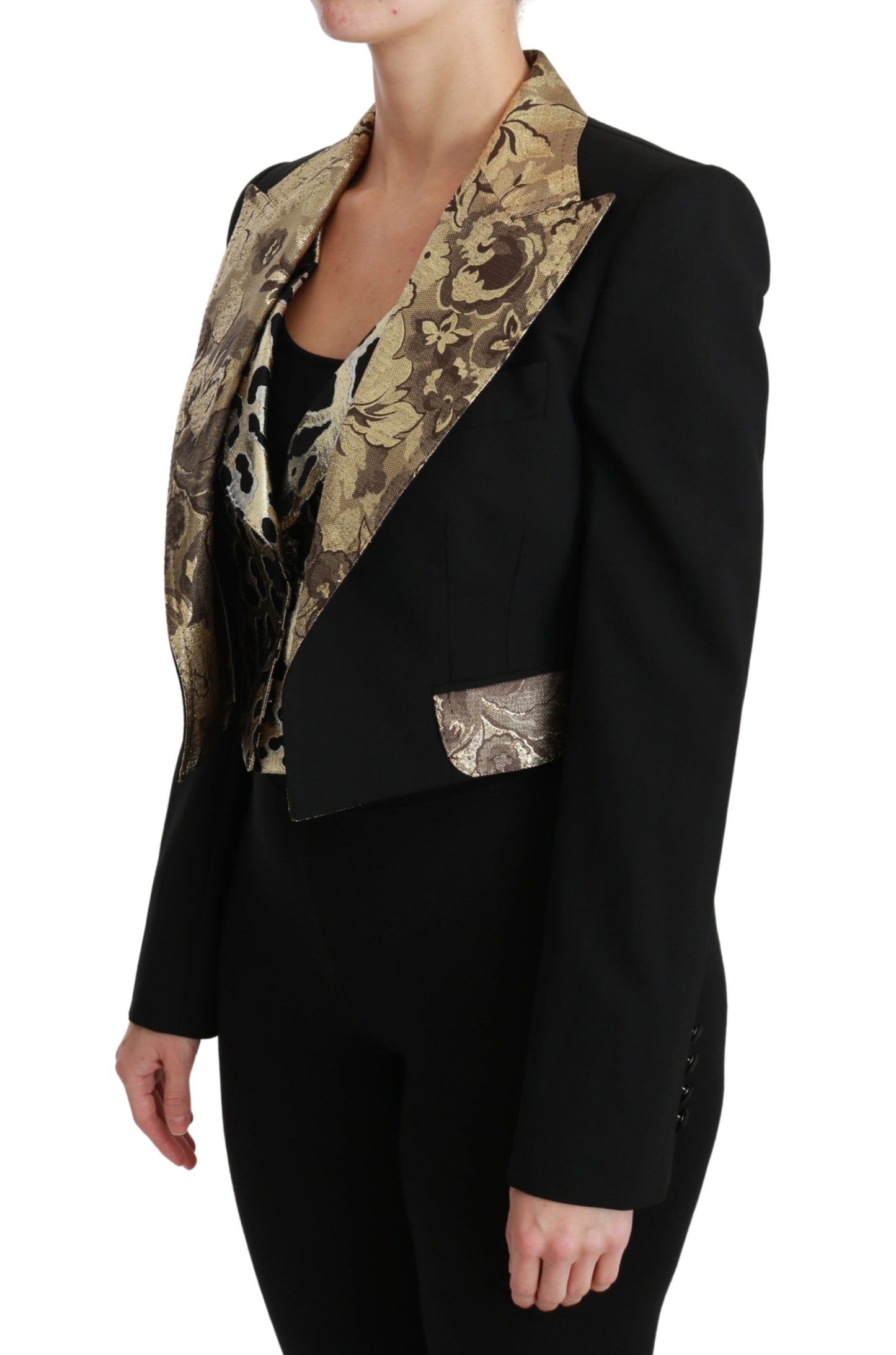 Chaleco de jacquard negro Blazer Abrigo Chaqueta de lana