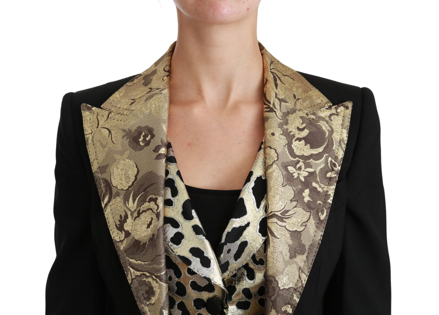 Chaleco de jacquard negro Blazer Abrigo Chaqueta de lana