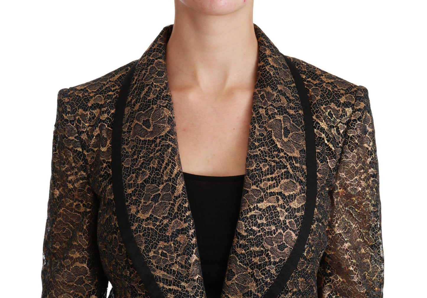 Dolce & Gabbana – Elegante Blazerjacke aus goldener Blumenspitze