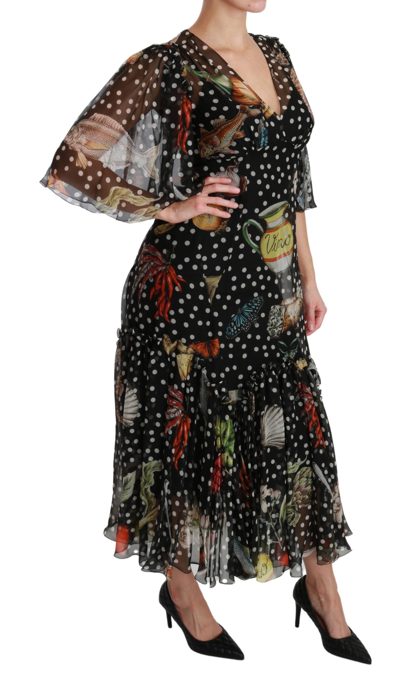 Vestido recto evasé Sicily de pez marino negro