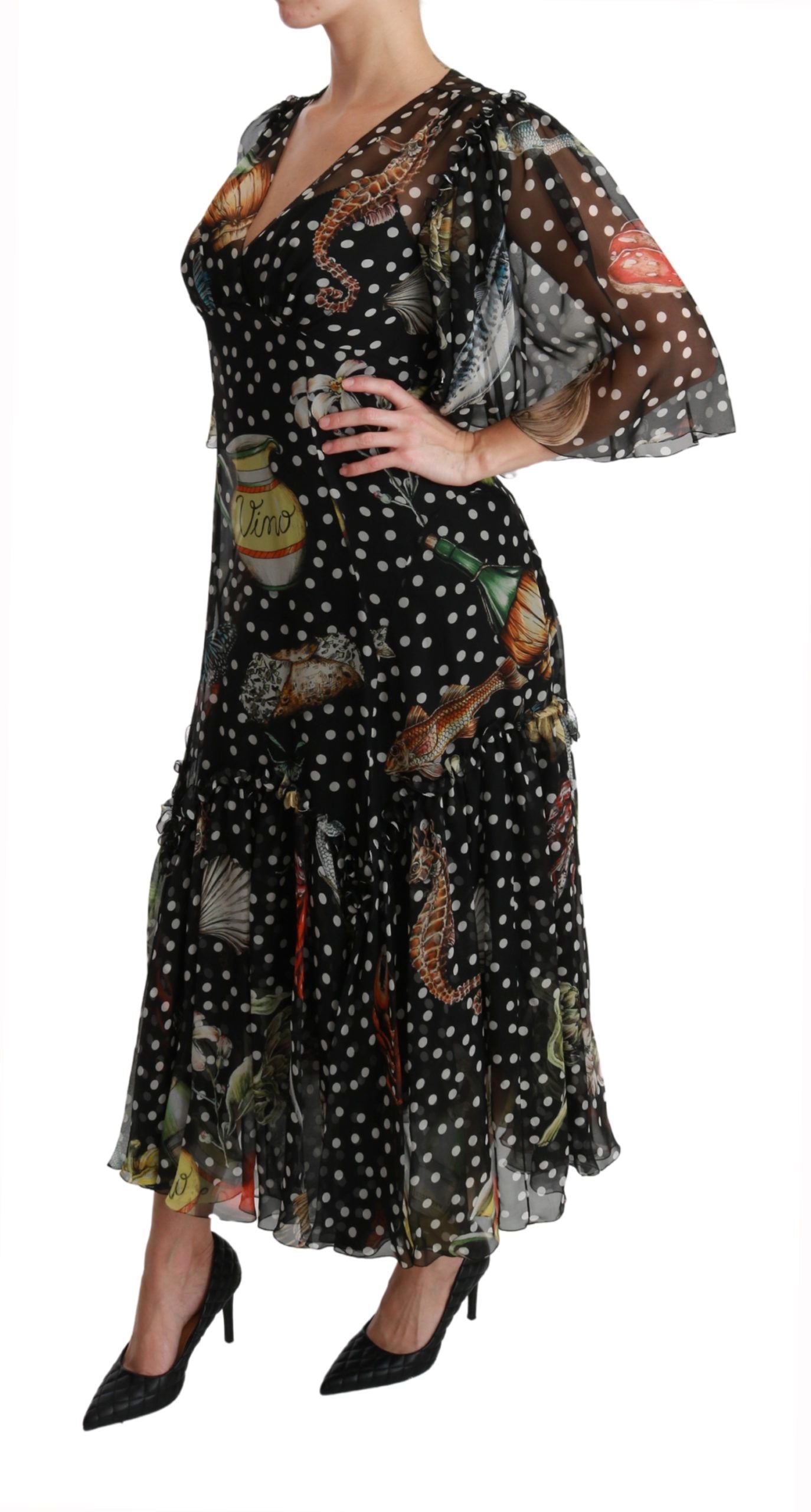 Vestido recto evasé Sicily de pez marino negro