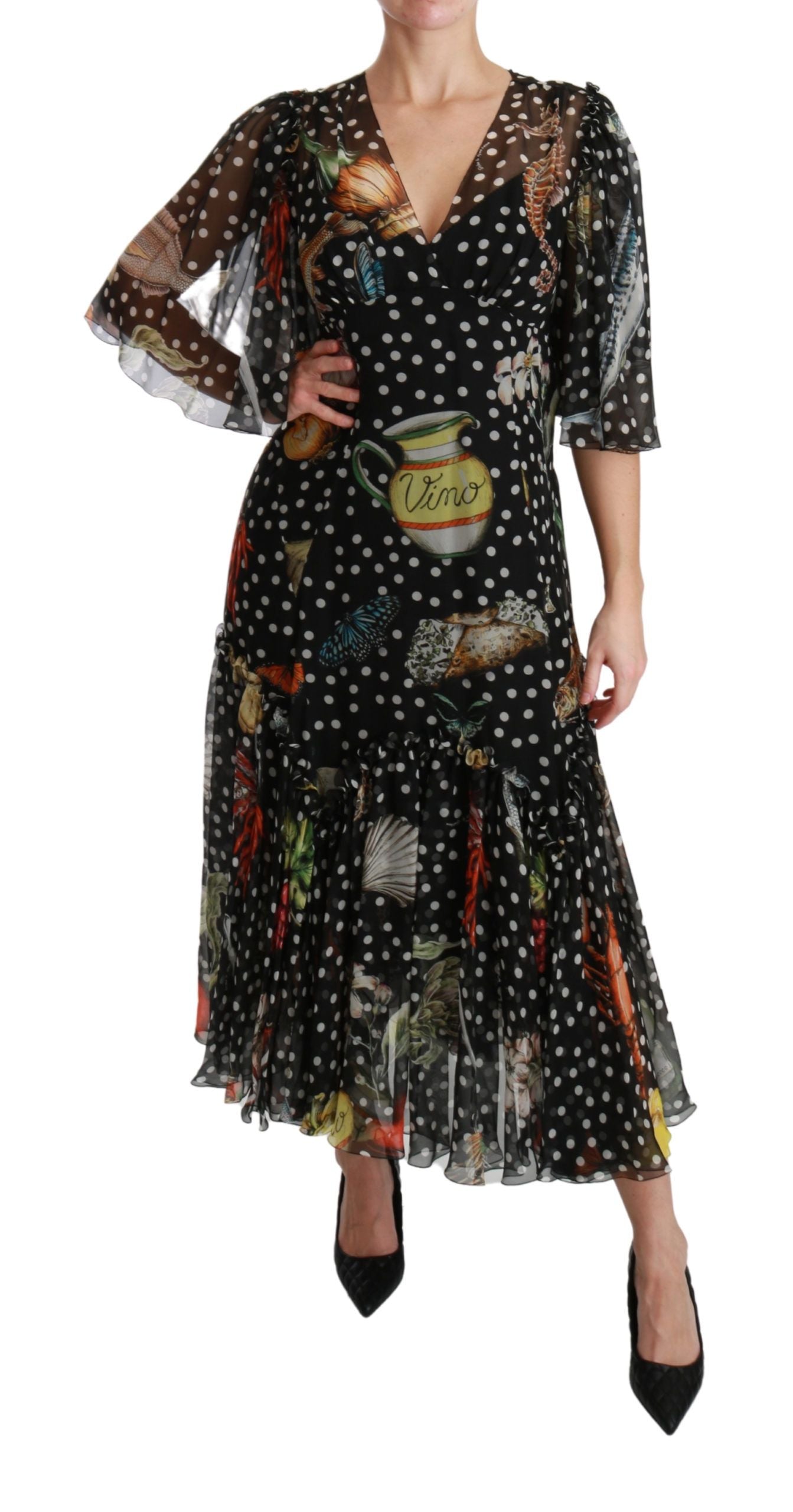 Vestido recto evasé Sicily de pez marino negro
