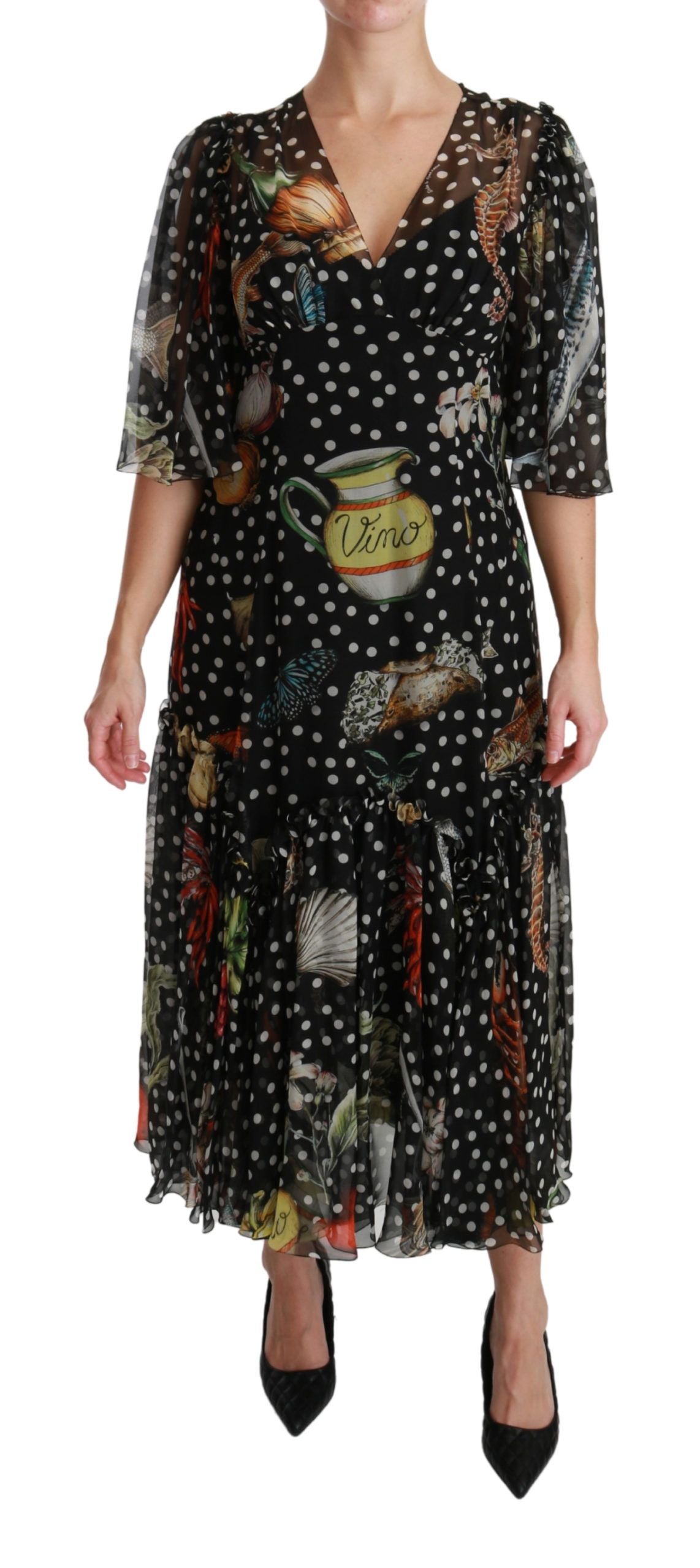 Vestido recto evasé Sicily de pez marino negro