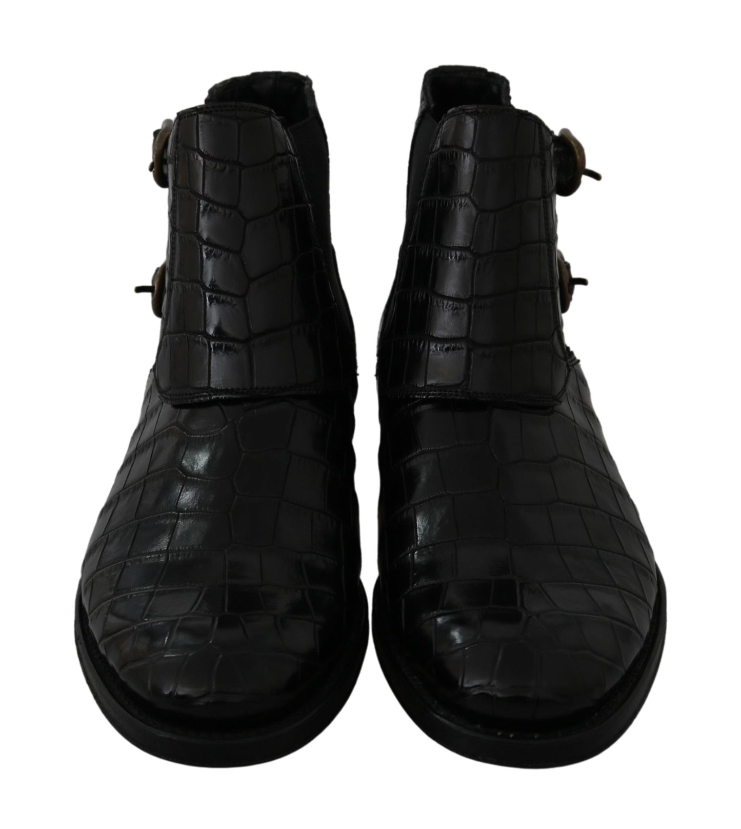 Zapatos Derby de cuero de cocodrilo negros