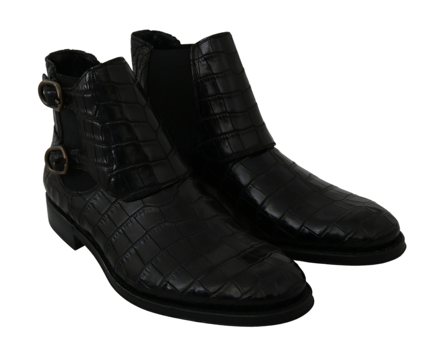 Zapatos Derby de cuero de cocodrilo negros