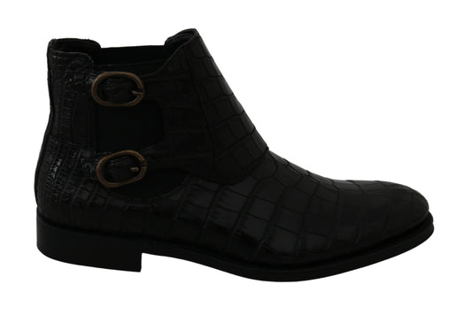 Zapatos Derby de cuero de cocodrilo negros