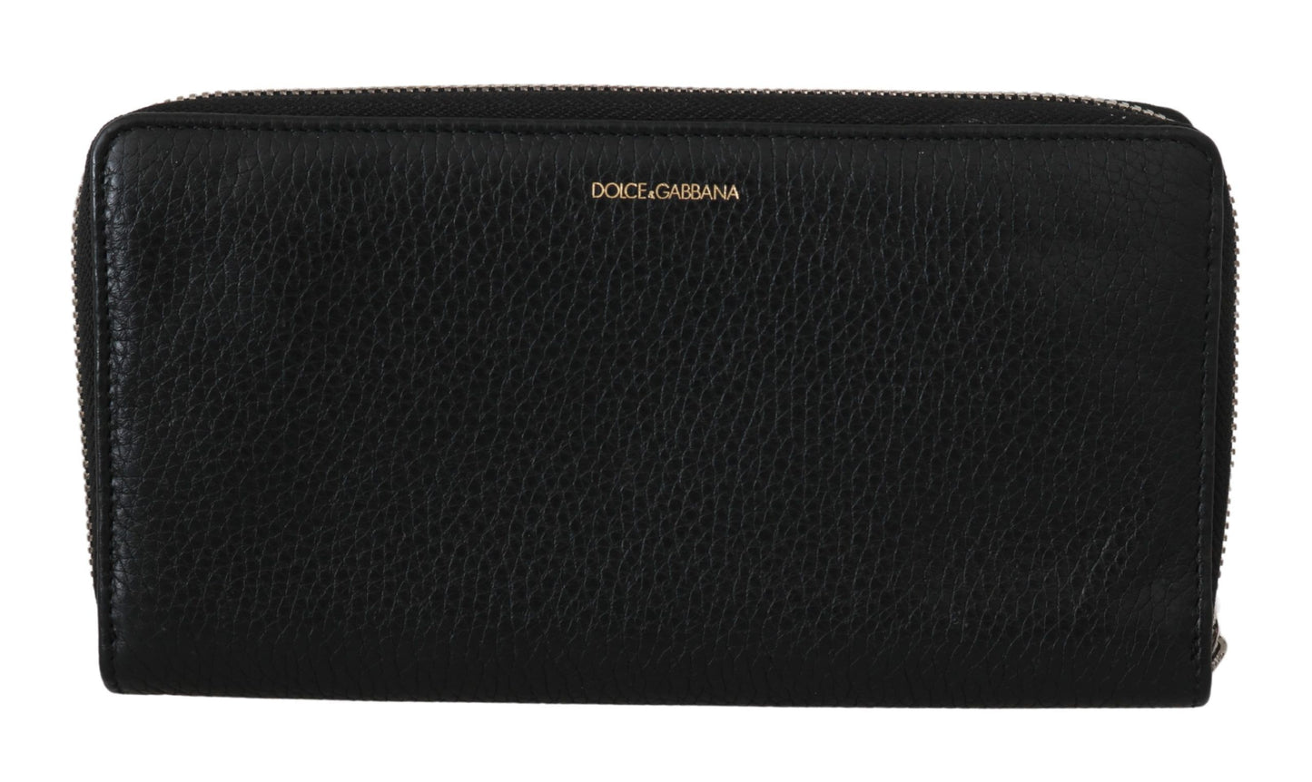Dolce & Gabbana Elegante Schwarze Leder Zip Continental Geldbörse