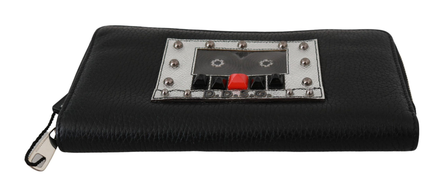 Dolce & Gabbana Elegante Schwarze Leder Zip Continental Geldbörse