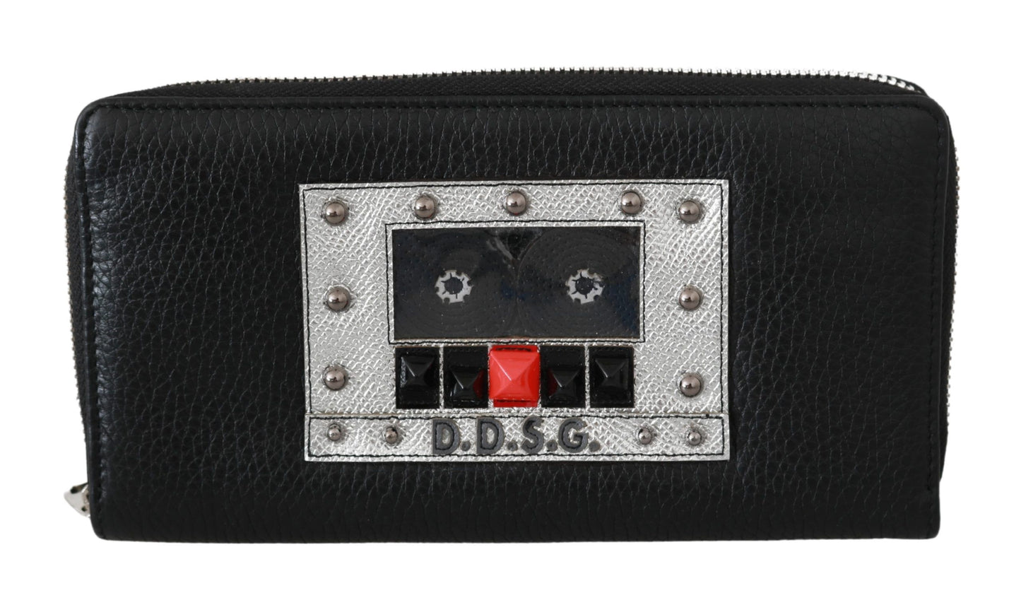 Dolce & Gabbana Elegante Schwarze Leder Zip Continental Geldbörse