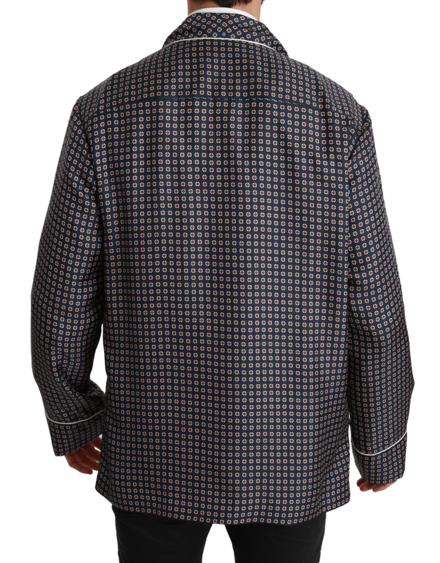 Giacca cappotto doppiopetto fantasia blu navy