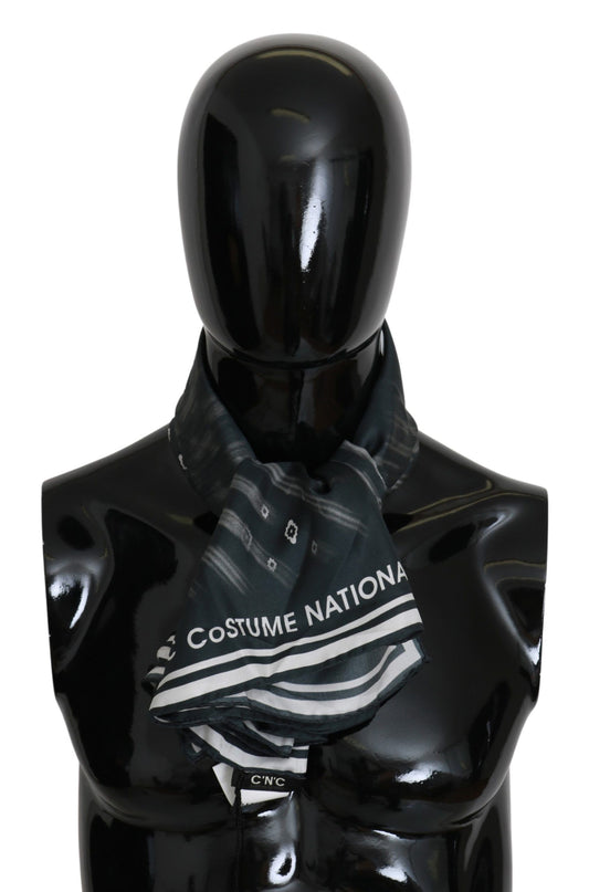 Costume National Eleganter Seiden-Schal mit blauem Druck