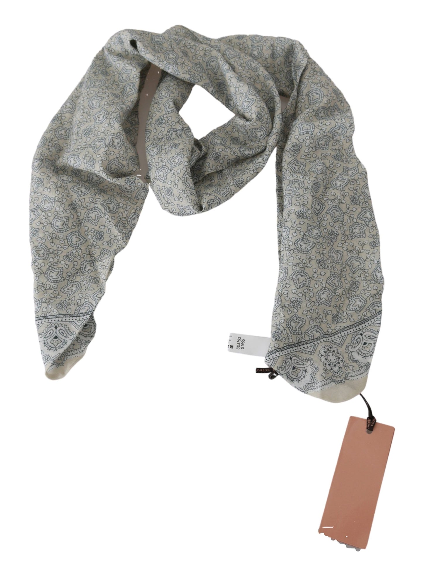 Sciarpa in cotone con stampa fantasia blu Beige