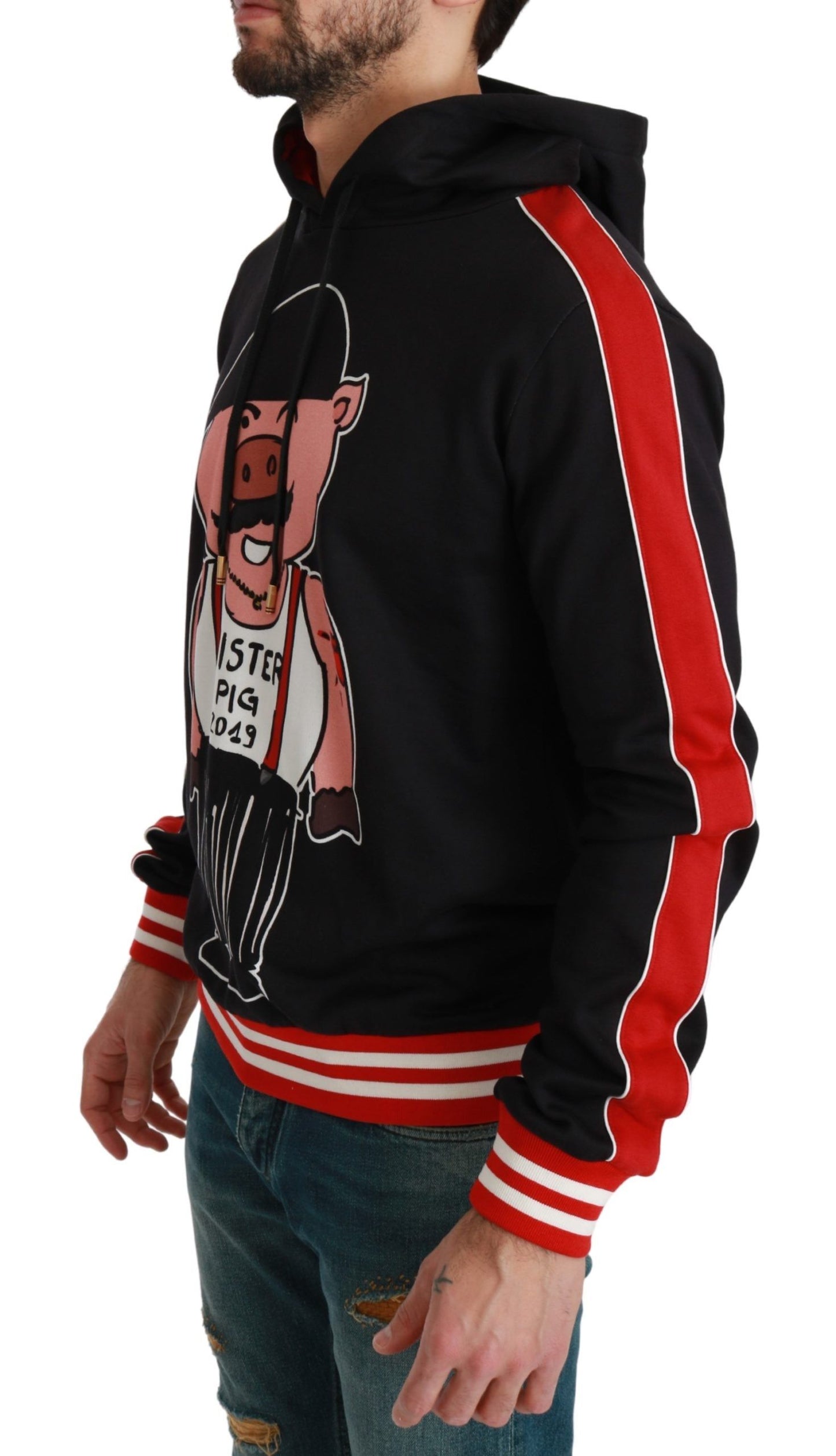 Dolce & Gabbana Eleganter Schwarzer Kapuzenpullover mit Multicolor-Motiv