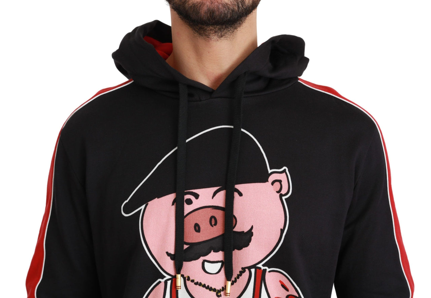 Dolce & Gabbana Eleganter Schwarzer Kapuzenpullover mit Multicolor-Motiv