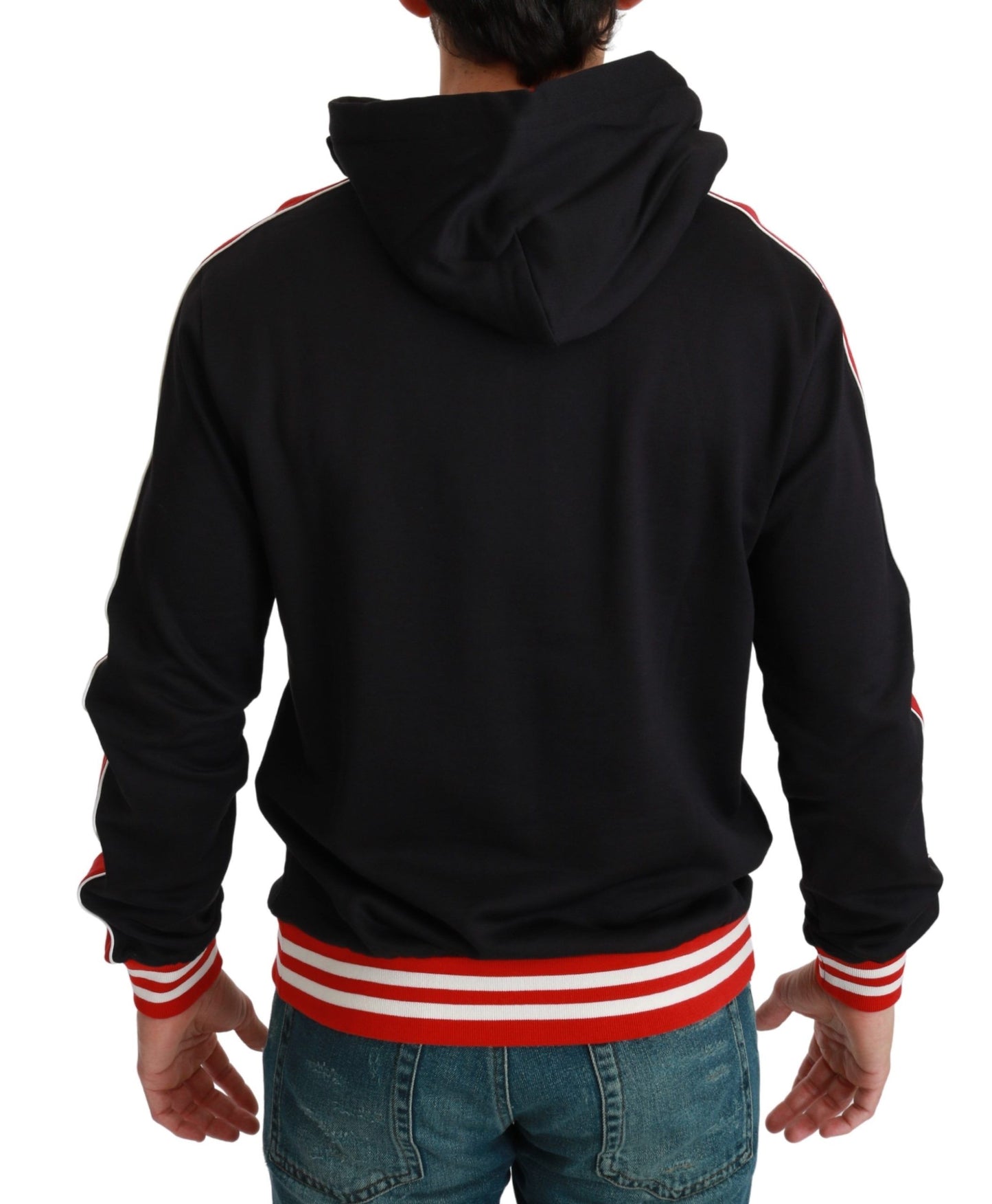 Dolce & Gabbana Eleganter Schwarzer Kapuzenpullover mit Multicolor-Motiv