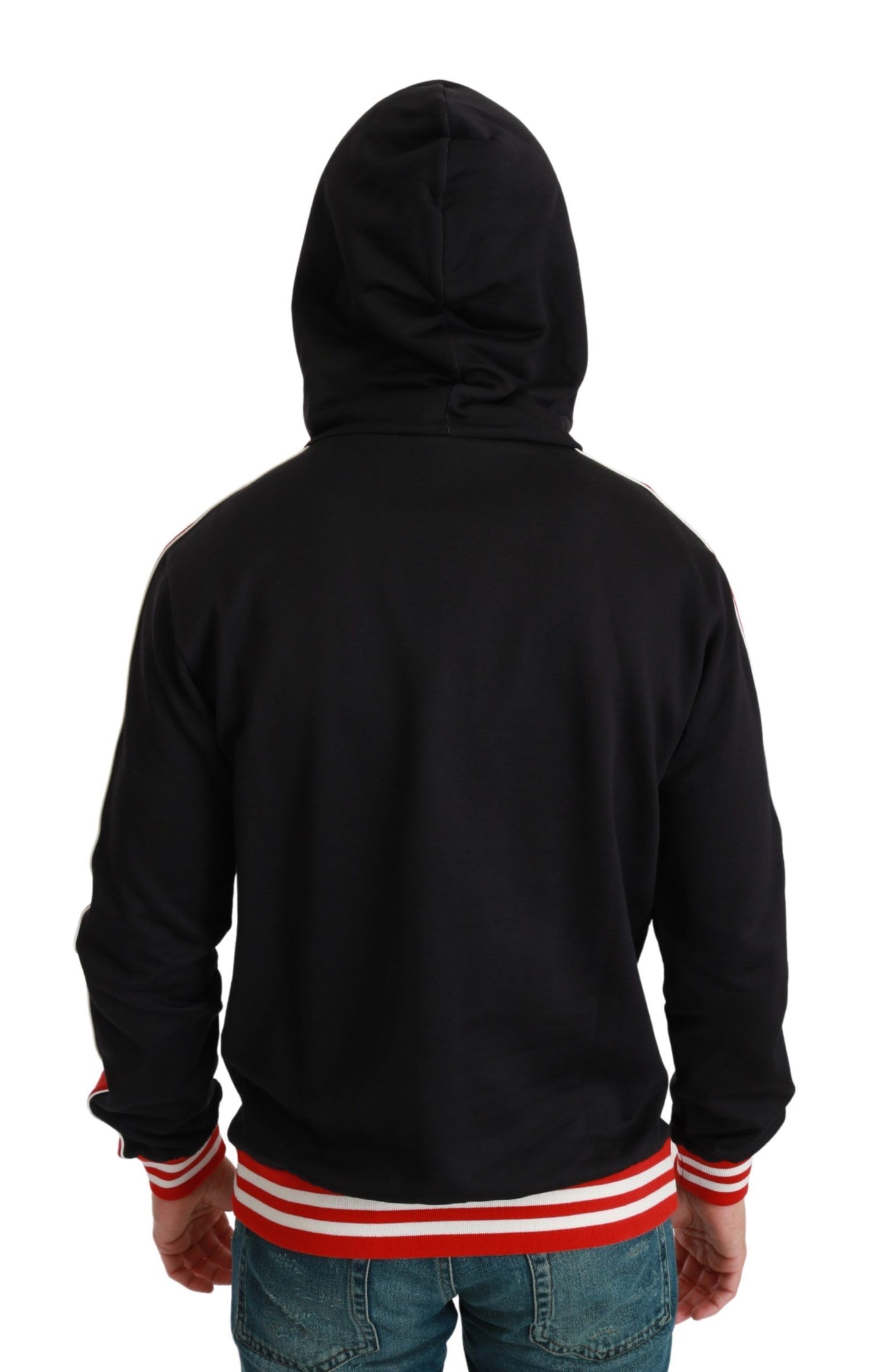 Dolce & Gabbana Eleganter Schwarzer Kapuzenpullover mit Multicolor-Motiv