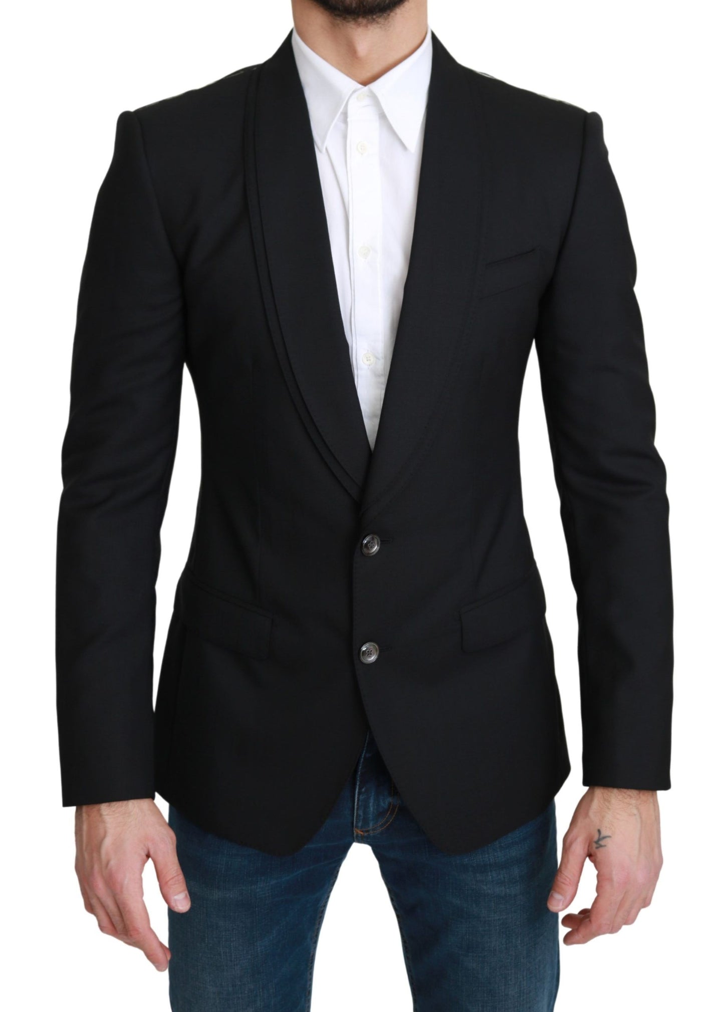 Blazer formel élégant en laine vierge noire Dolce & Gabbana