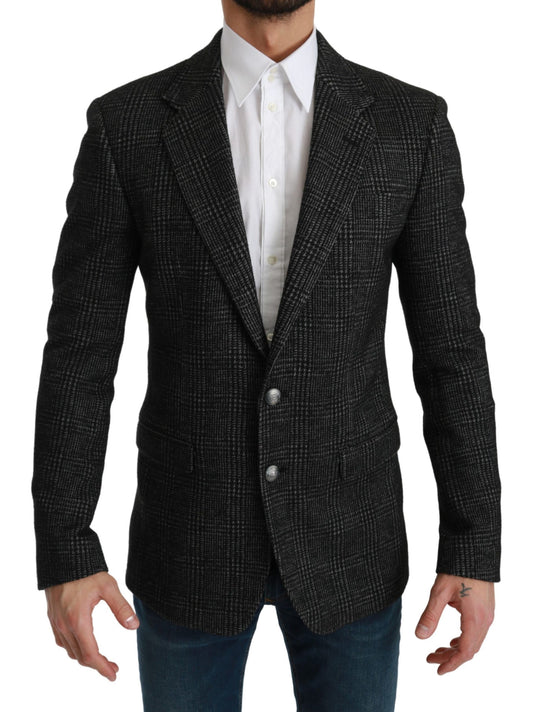 Dolce & Gabbana Eleganter Grauer Karierter Slim Fit Blazer