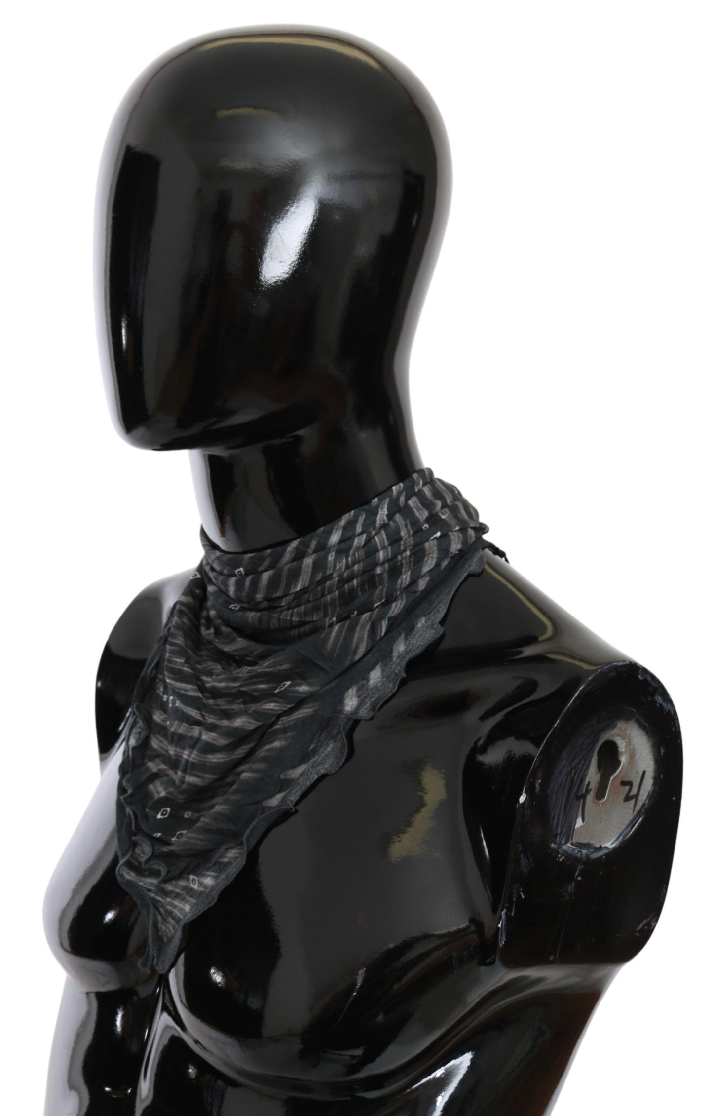 Sciarpa Foulard In Viscosa Nero Grigio Logata