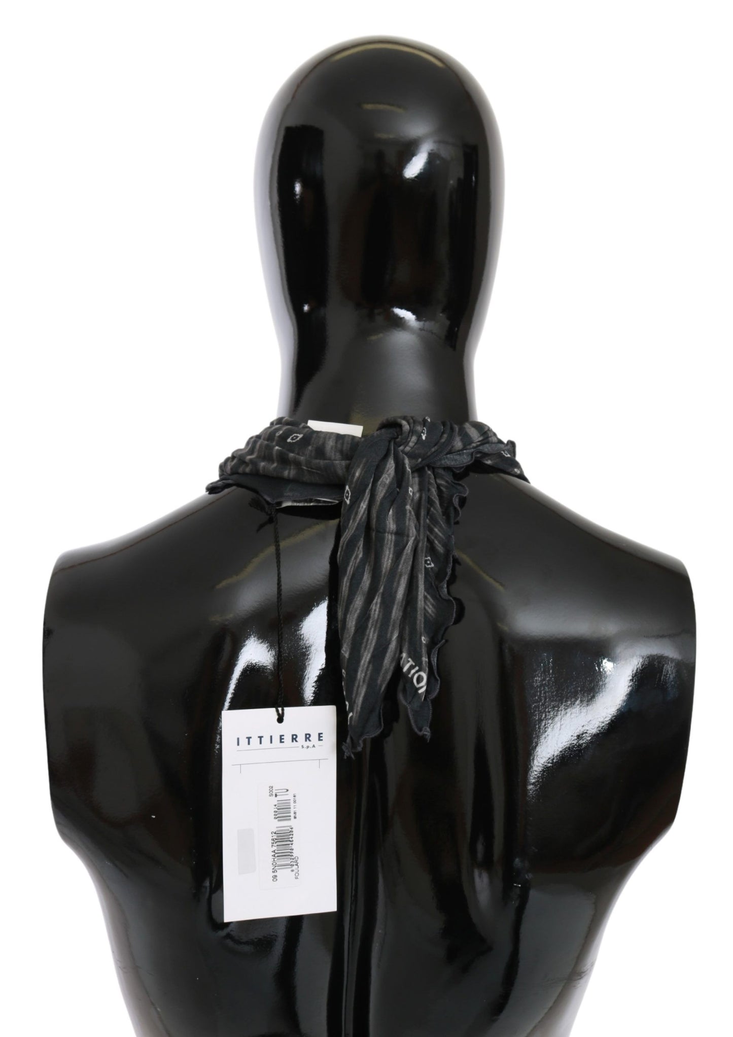 Sciarpa Foulard In Viscosa Nero Grigio Logata
