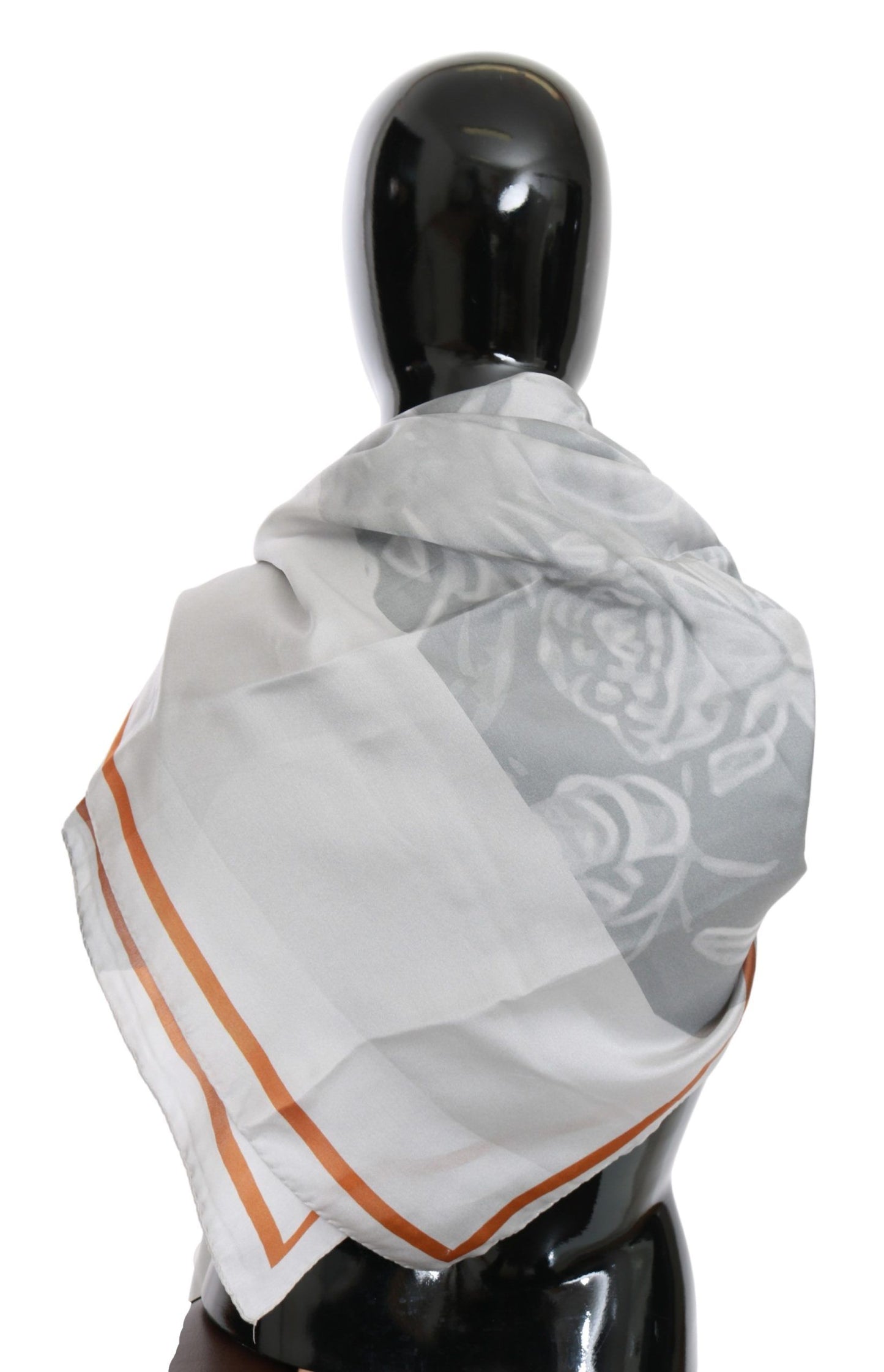 Sciarpa avvolgente con foulard in seta grigia rossa