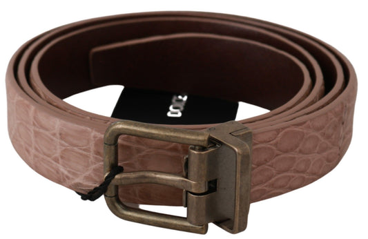 Ceinture en cuir exotique élégante Dolce & Gabbana avec boucle en or brossé