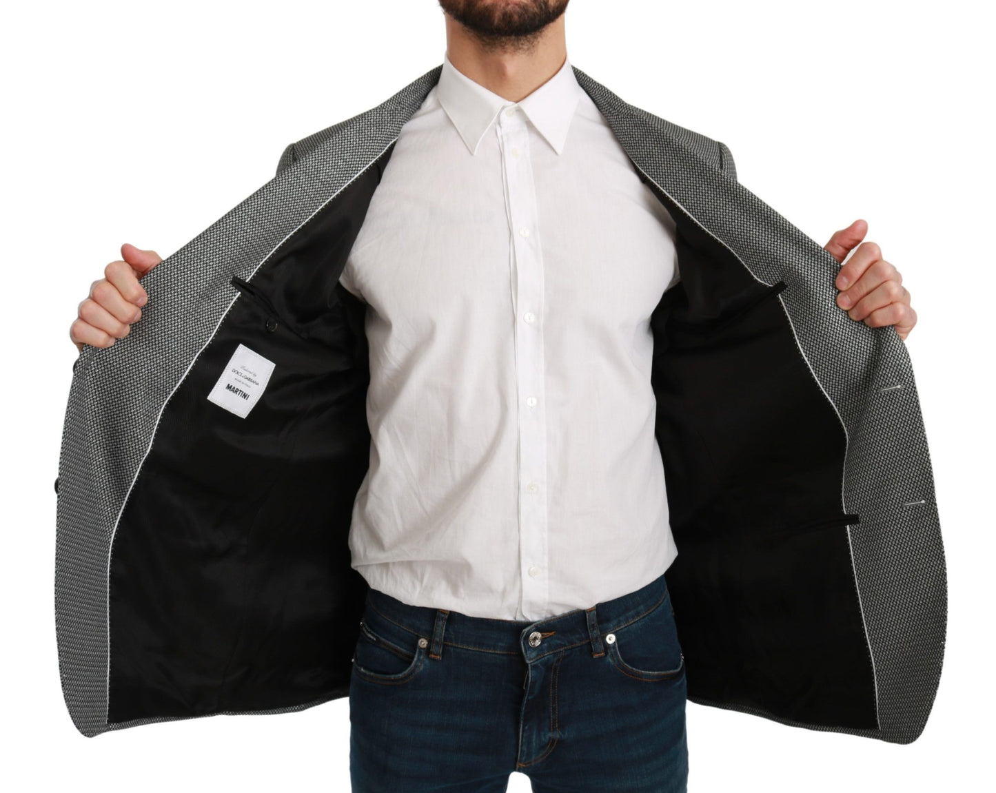 Blazer Slim Fit Fantaisie Élégante Grise Dolce & Gabbana