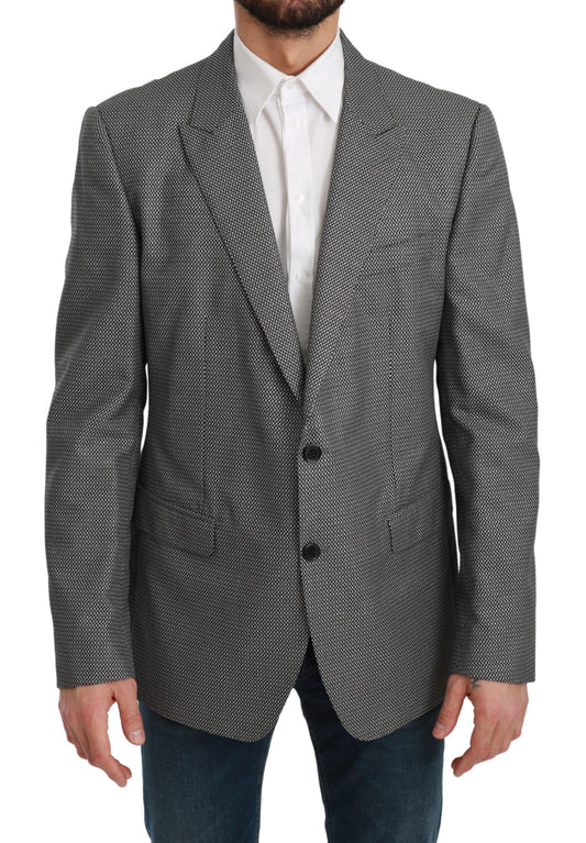 Dolce & Gabbana Eleganter Grauer Fantasie-Muster Slim Fit Blazer