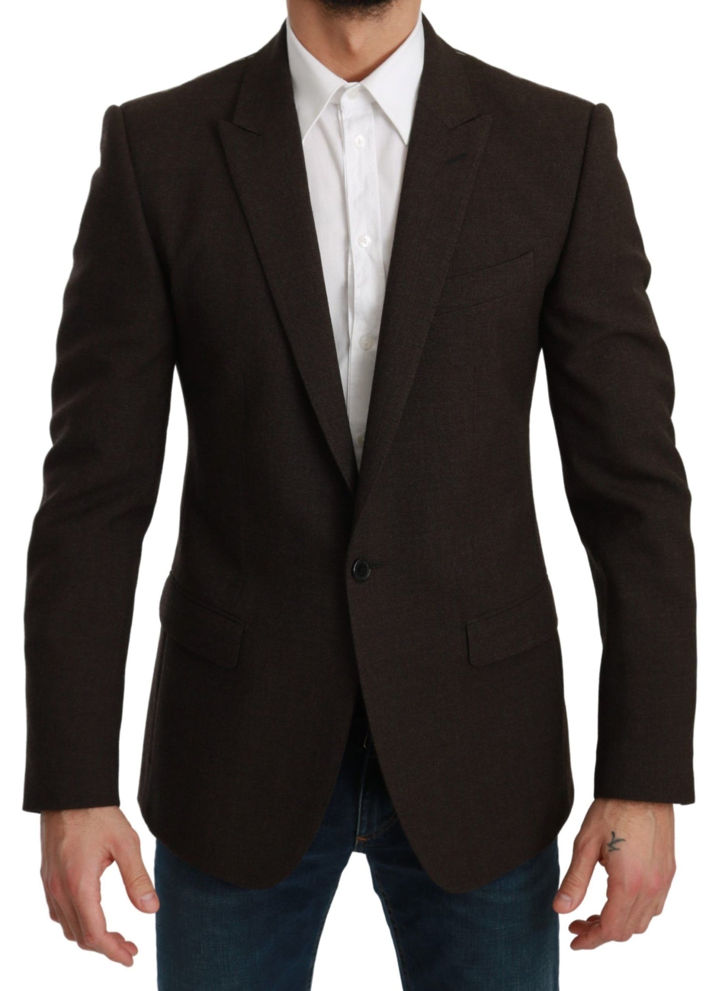 Dolce & Gabbana Eleganter Brauner Virgin Wool Martini Blazer
