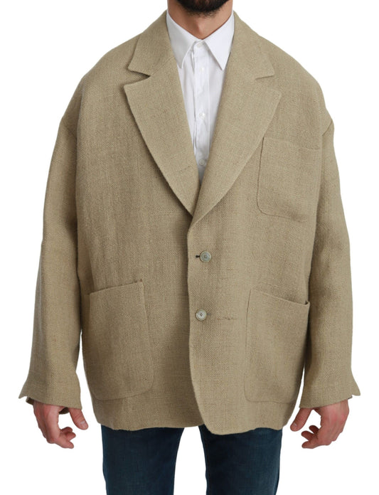 Dolce & Gabbana Chic Beige Jute Einreiher Blazer