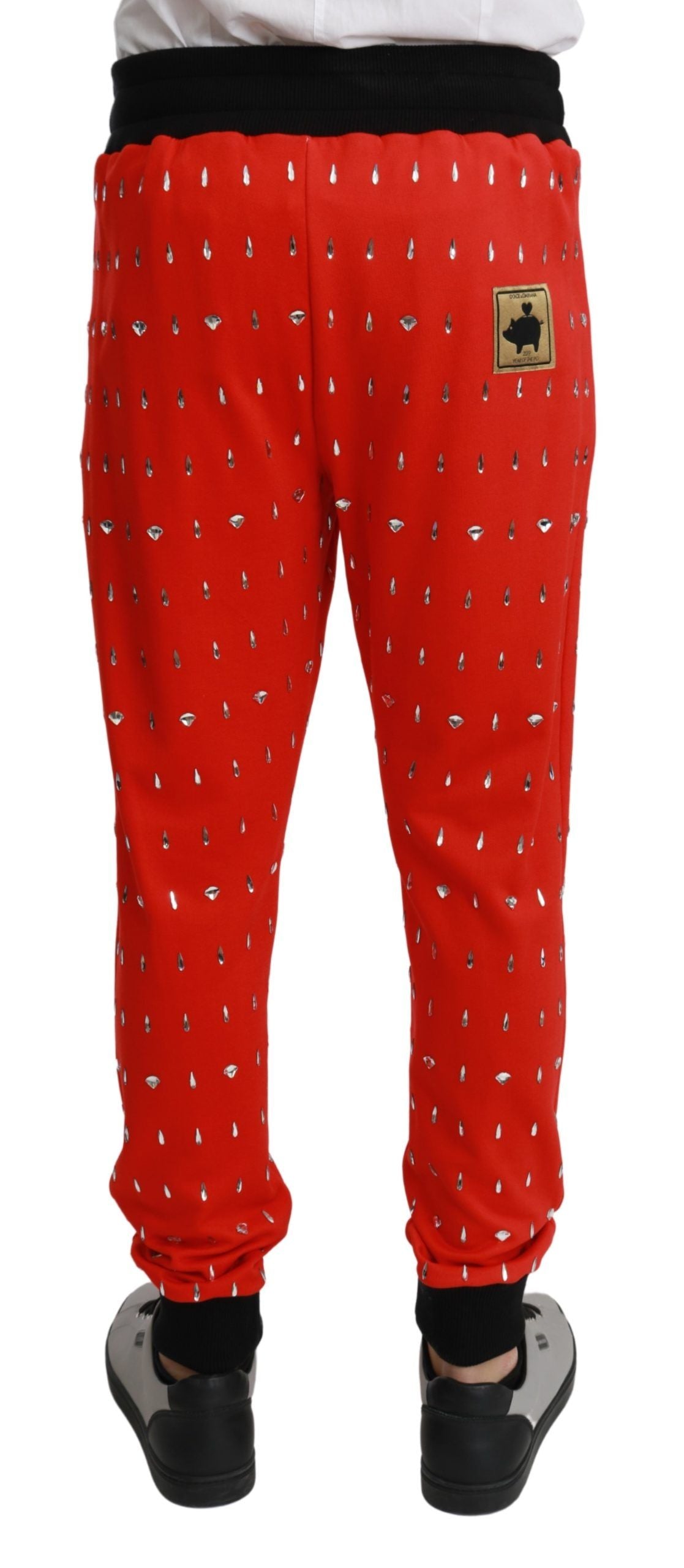 Dolce & Gabbana Chic Rote Sparschwein-Print-Sweatpants