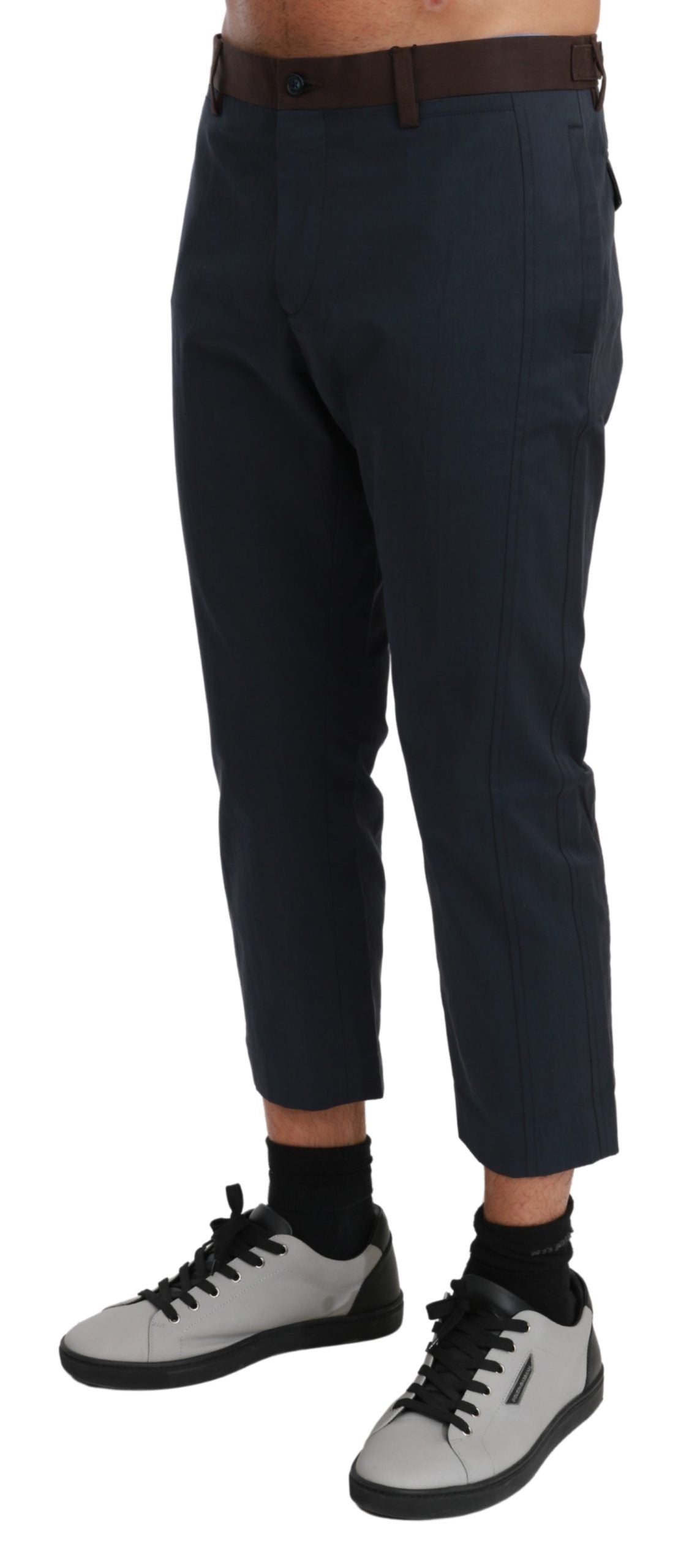 Pantaloni cropped a righe marroni
