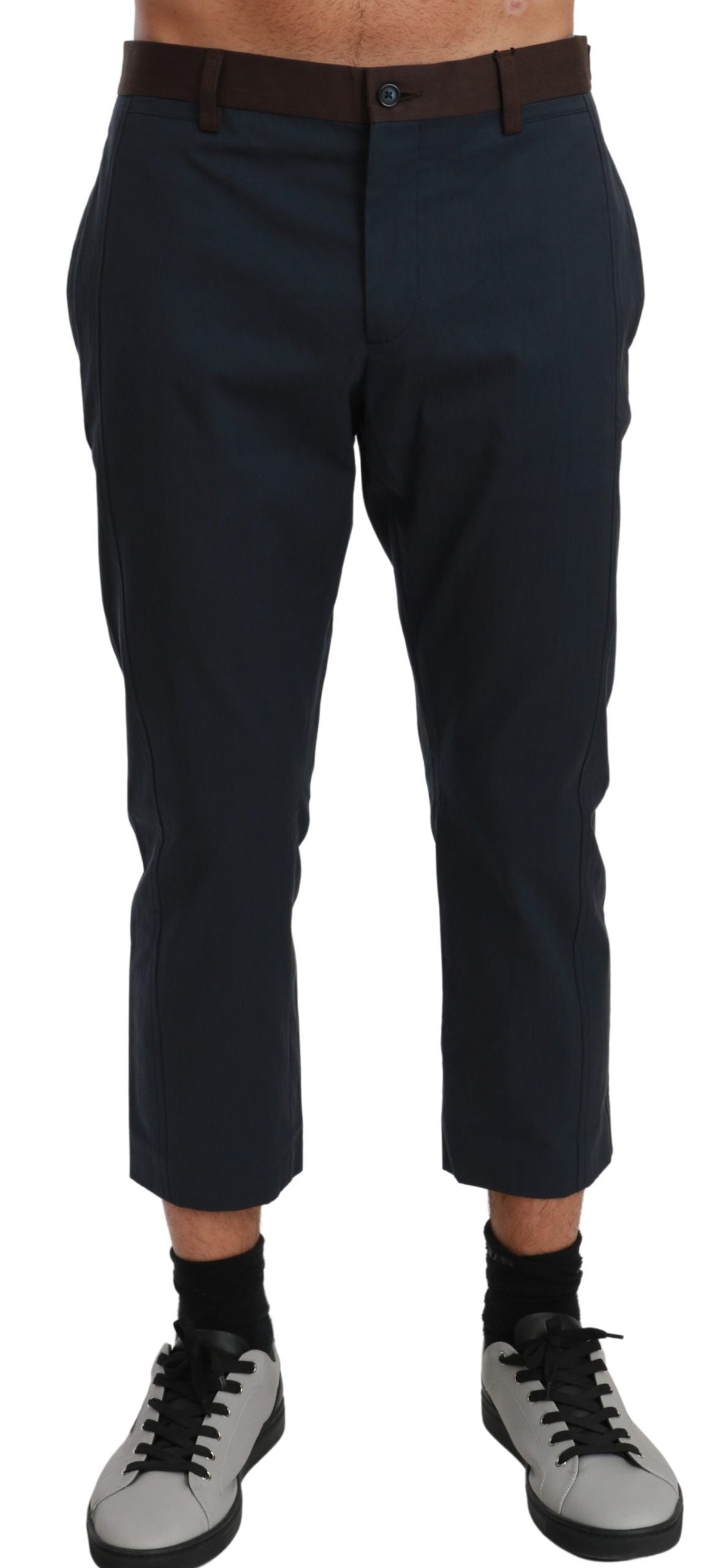 Pantaloni cropped a righe marroni