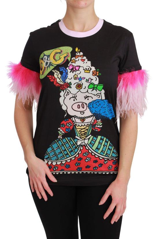 Dolce & Gabbana Chic Rundhals T-Shirt mit Motiv Jahr der Ratte
