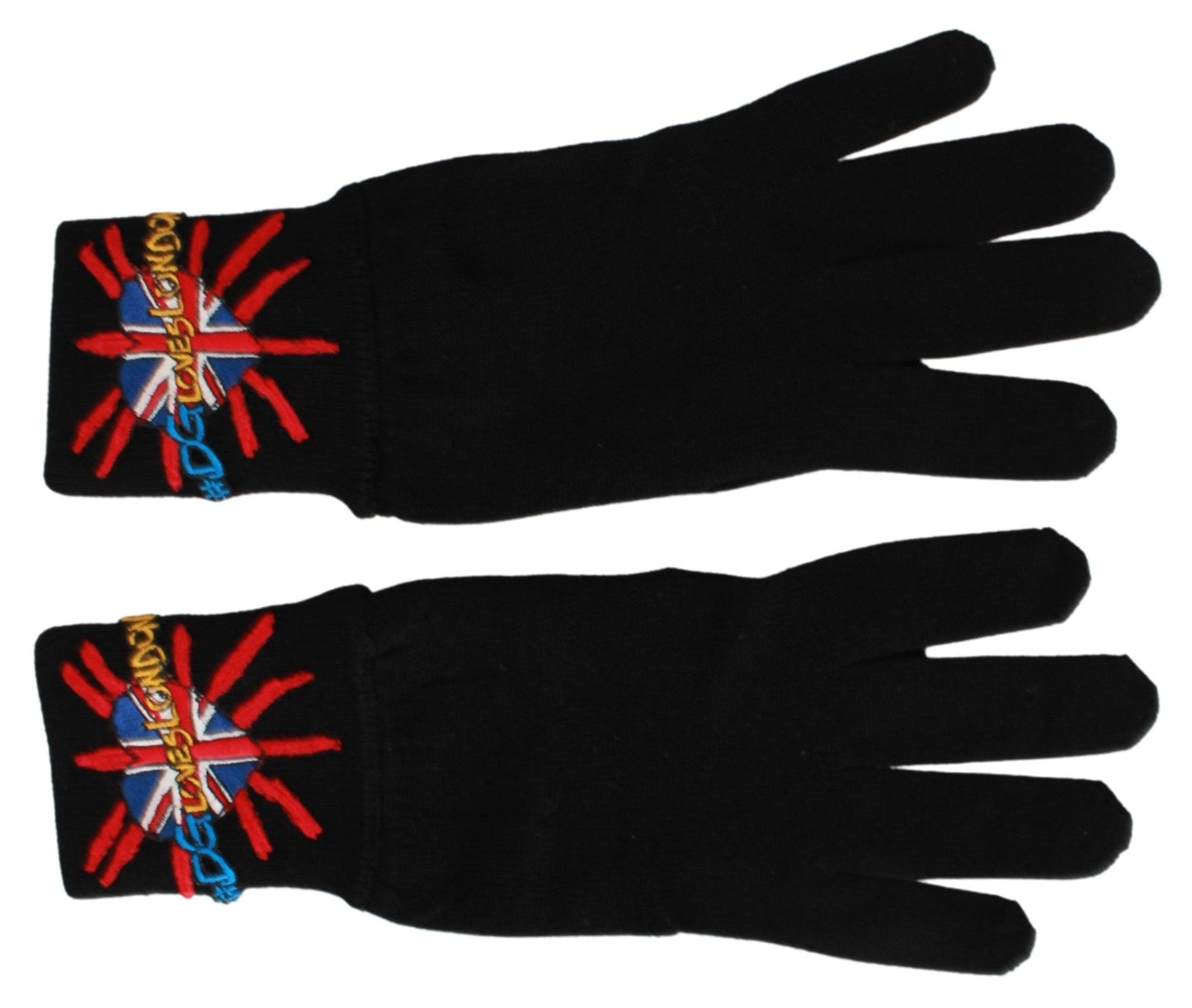 Dolce & Gabbana Elegante Schwarze Jungfernwoll Unisex-Handschuhe