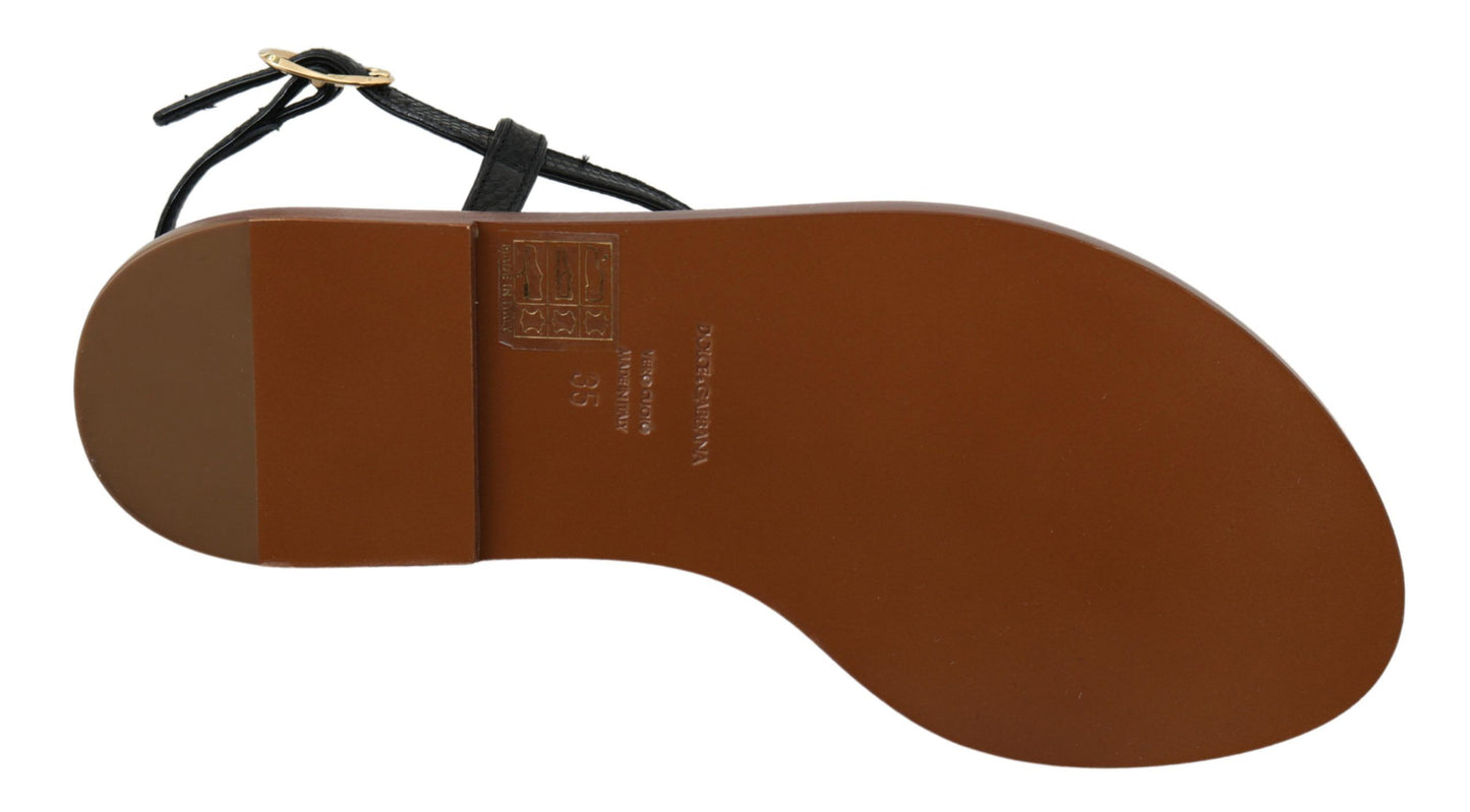 Scarpe sandali infradito con monete in pelle nera