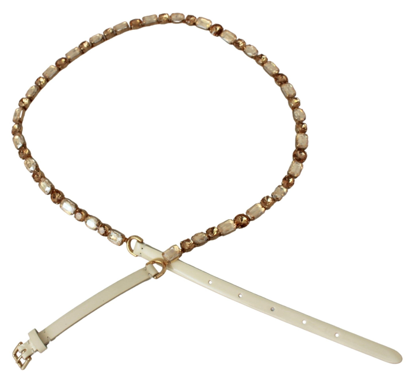 Cintura in pelle bianca con cristalli