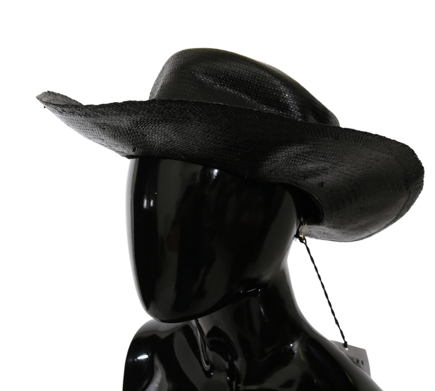 Cappello da cowboy a tesa larga nero in tinta unita