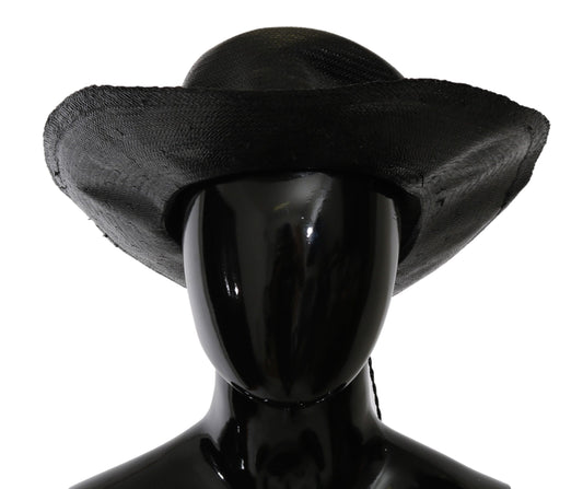 Sombrero liso de vaquero de ala ancha negro
