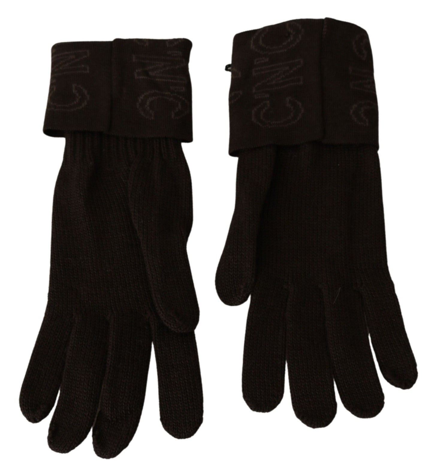 Guantes hasta la muñeca de talla única de punto de lana marrón