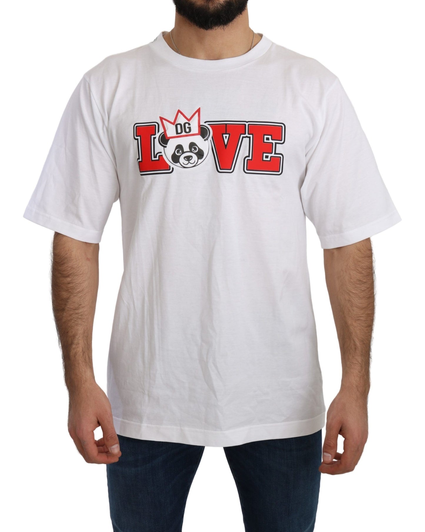 Camiseta blanca con estampado de panda de amor