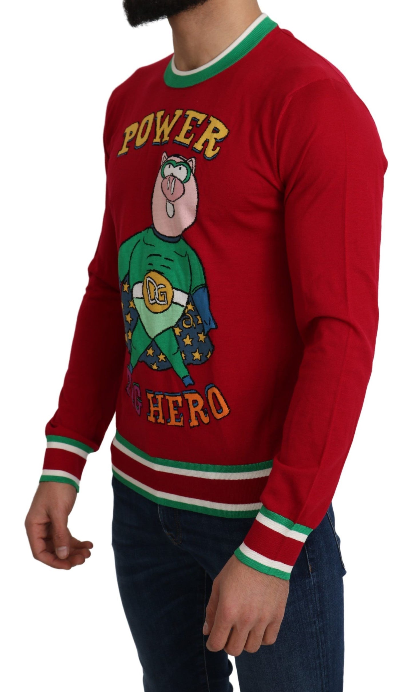 Dolce & Gabbana Eleganter roter Woll-Seiden-Pullover mit Rundhalsausschnitt