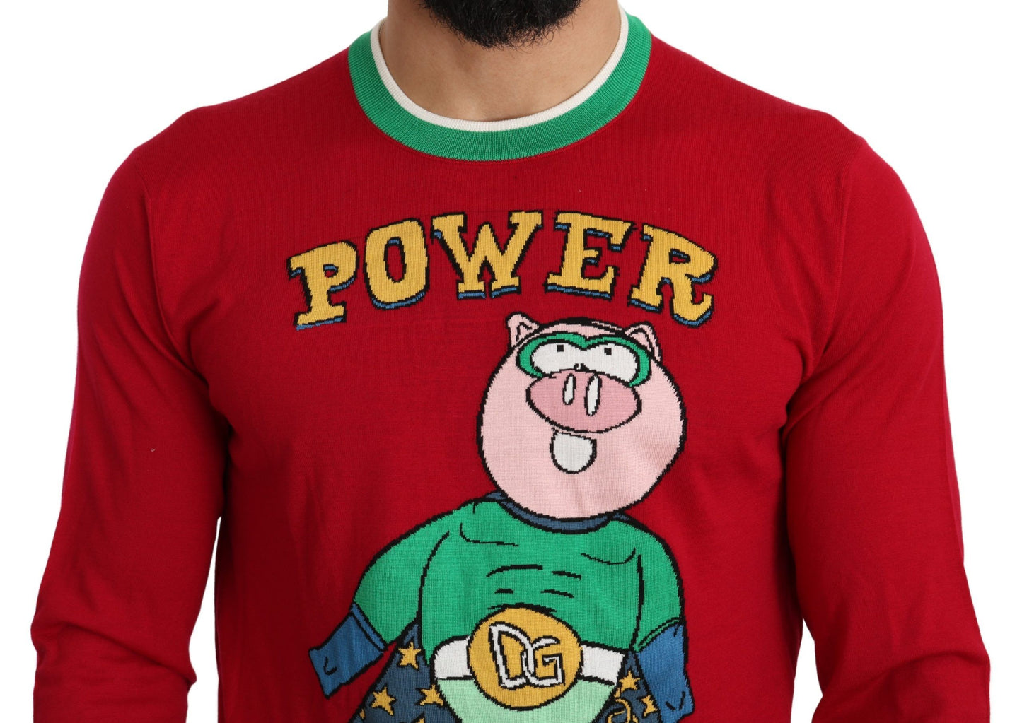 Dolce & Gabbana Eleganter roter Woll-Seiden-Pullover mit Rundhalsausschnitt