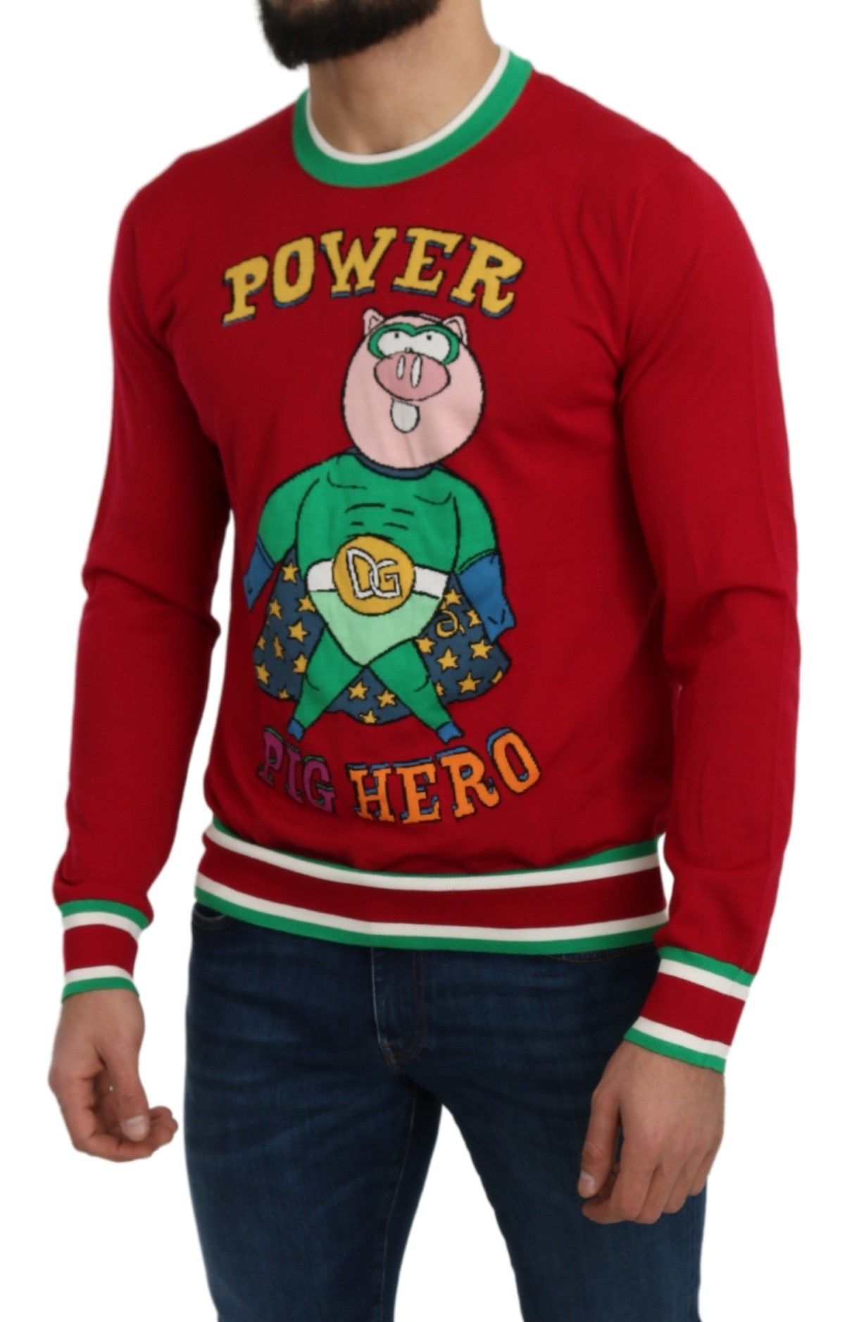 Dolce & Gabbana Eleganter roter Woll-Seiden-Pullover mit Rundhalsausschnitt