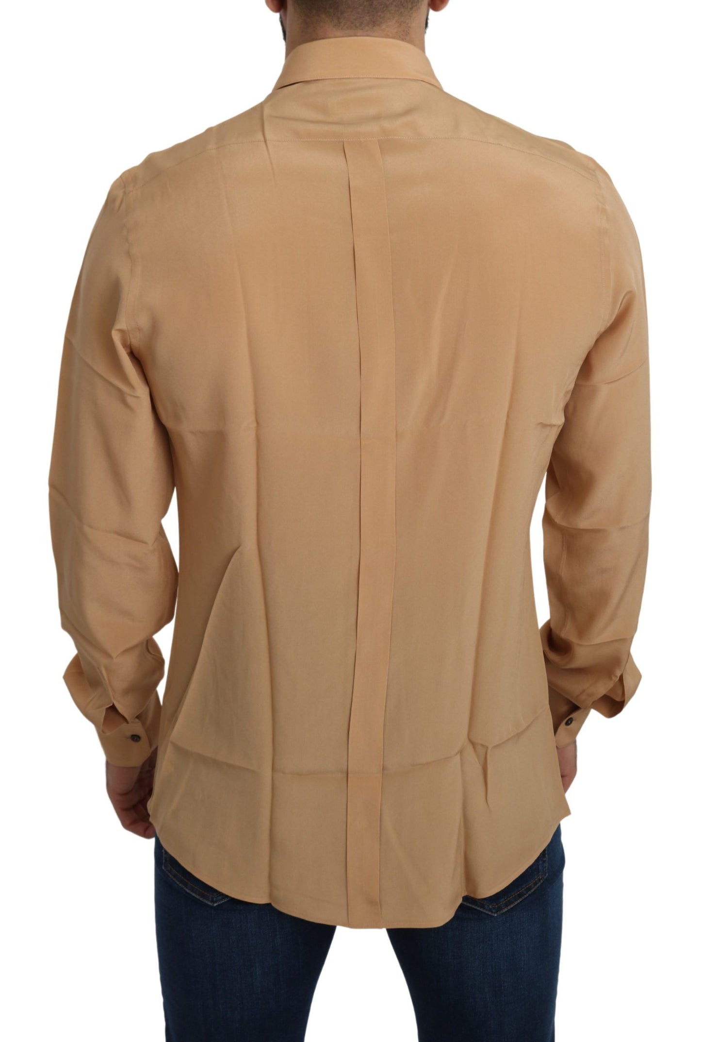 Dolce & Gabbana Elegantes Gelbes Seiden-Herrenhemd