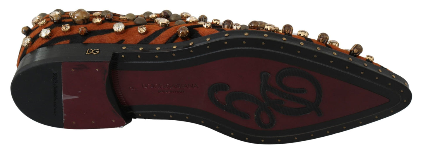 Dolce & Gabbana – Ballerinas mit Tigermuster und Kristallverzierung