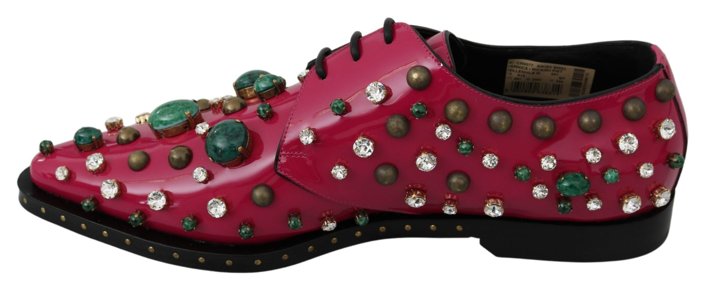 Dolce & Gabbana – Fuchsiafarbene Ballerinas aus Lackleder mit Kristallen