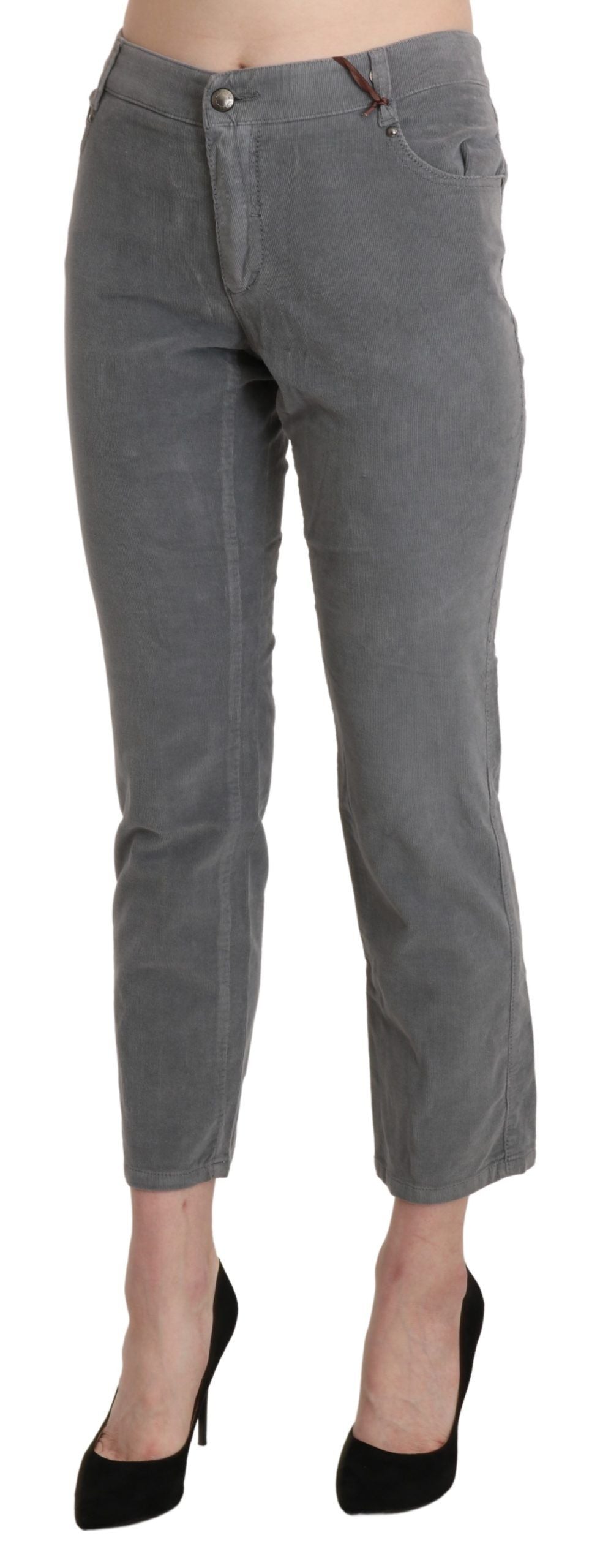 Pantaloni corti in cotone elasticizzato grigio