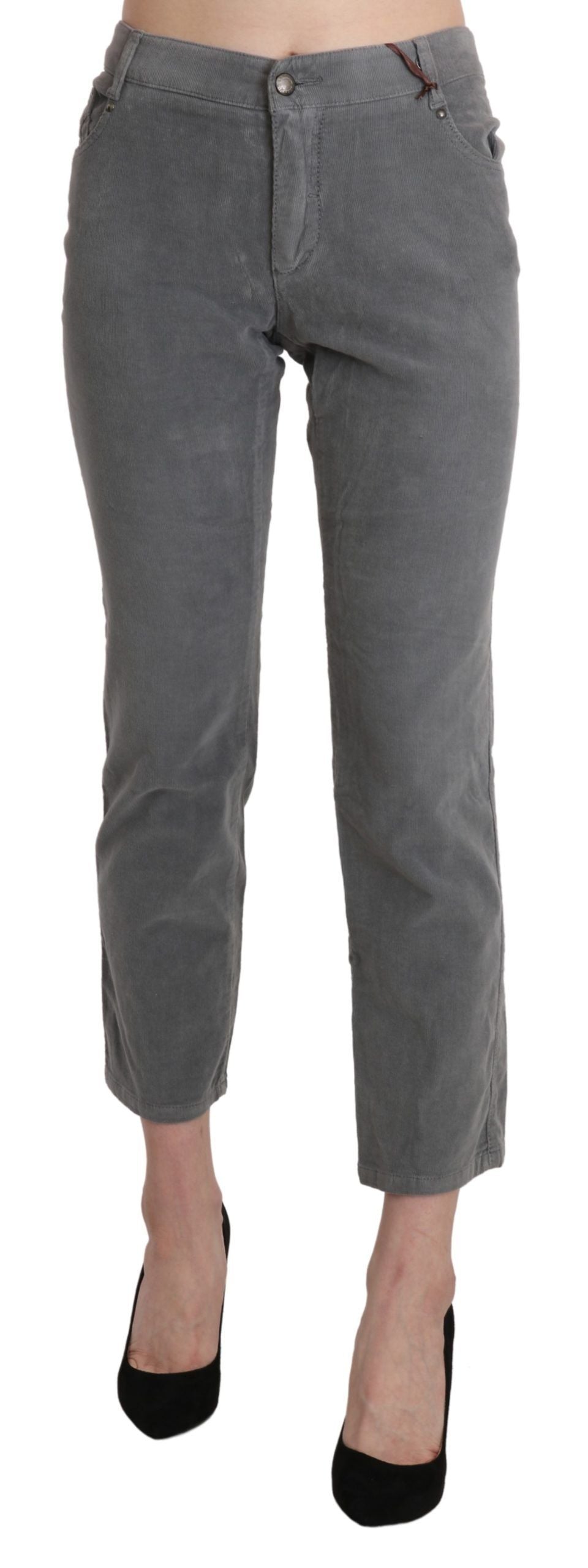 Pantaloni corti in cotone elasticizzato grigio